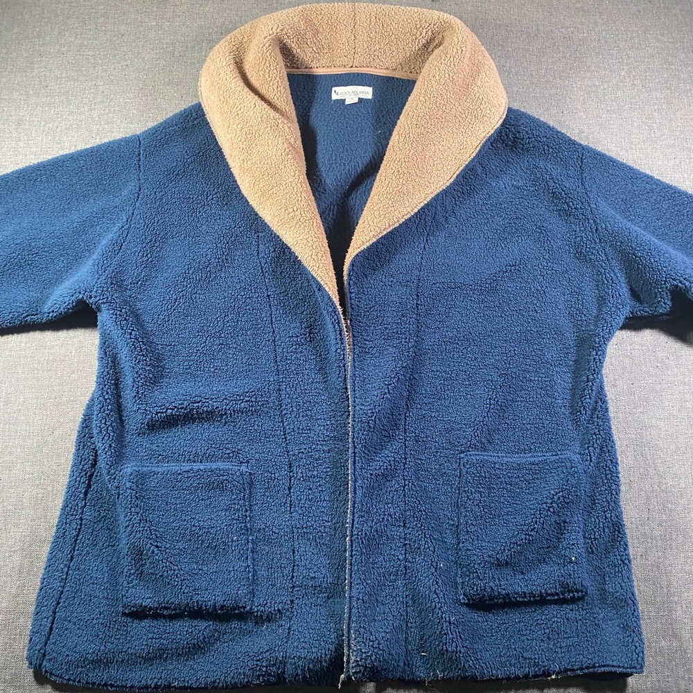 KOOLABURRA BY UGG Womens 1X Blue Fleece Shawl‎ Collar Robe Cozy Deep Pile Sherpa